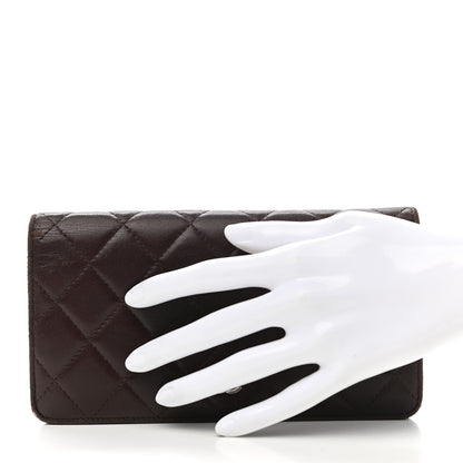 Chanel Lambskin Quilted Yen Wallet Dark Brown 2 of 10