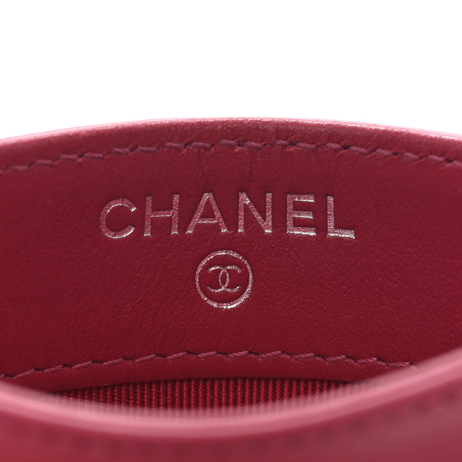 Chanel Aged Calfskin Chevron Quilted Gabrielle Card Holder Wallet Dark Pink 6 of 8