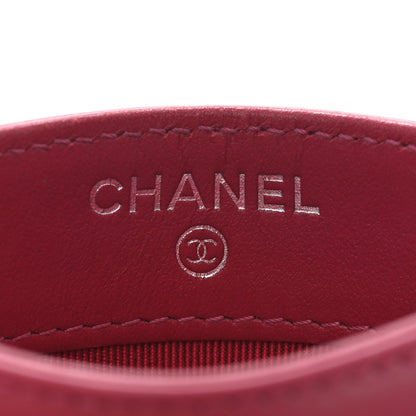 Chanel Aged Calfskin Chevron Quilted Gabrielle Card Holder Wallet Dark Pink 6 of 8