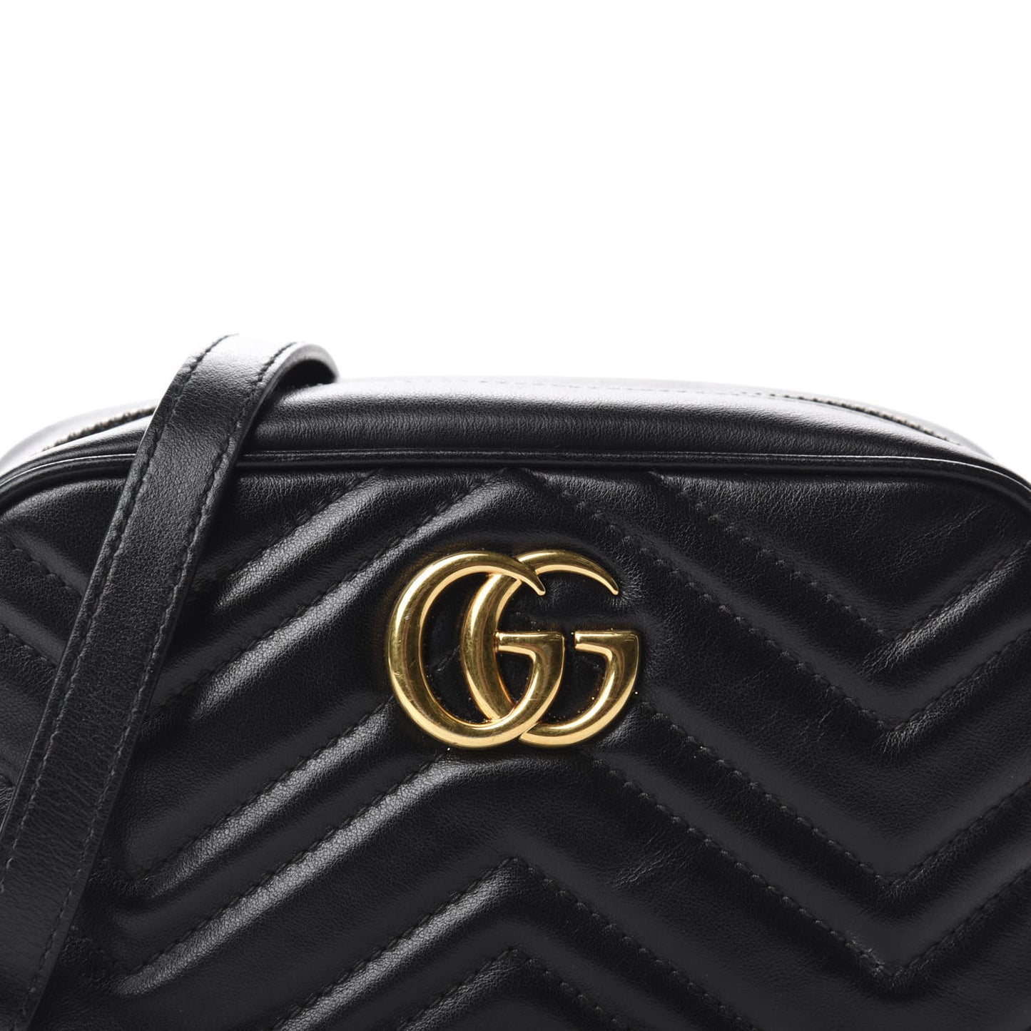 Calfskin Matelasse Mini GG Marmont Chain Shoulder Bag Black