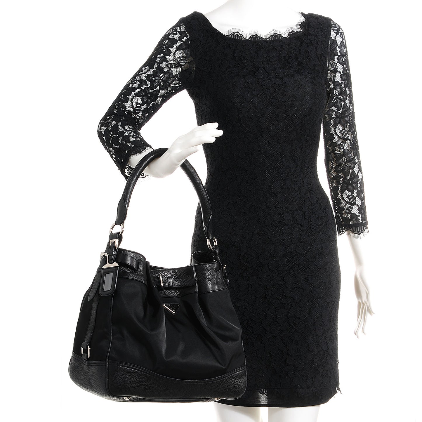 Cervo Tessuto Nylon Belted Hobo Nero Black