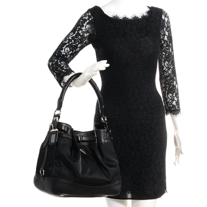 Prada Cervo Tessuto Nylon Belted Hobo Nero Black 2 of 8