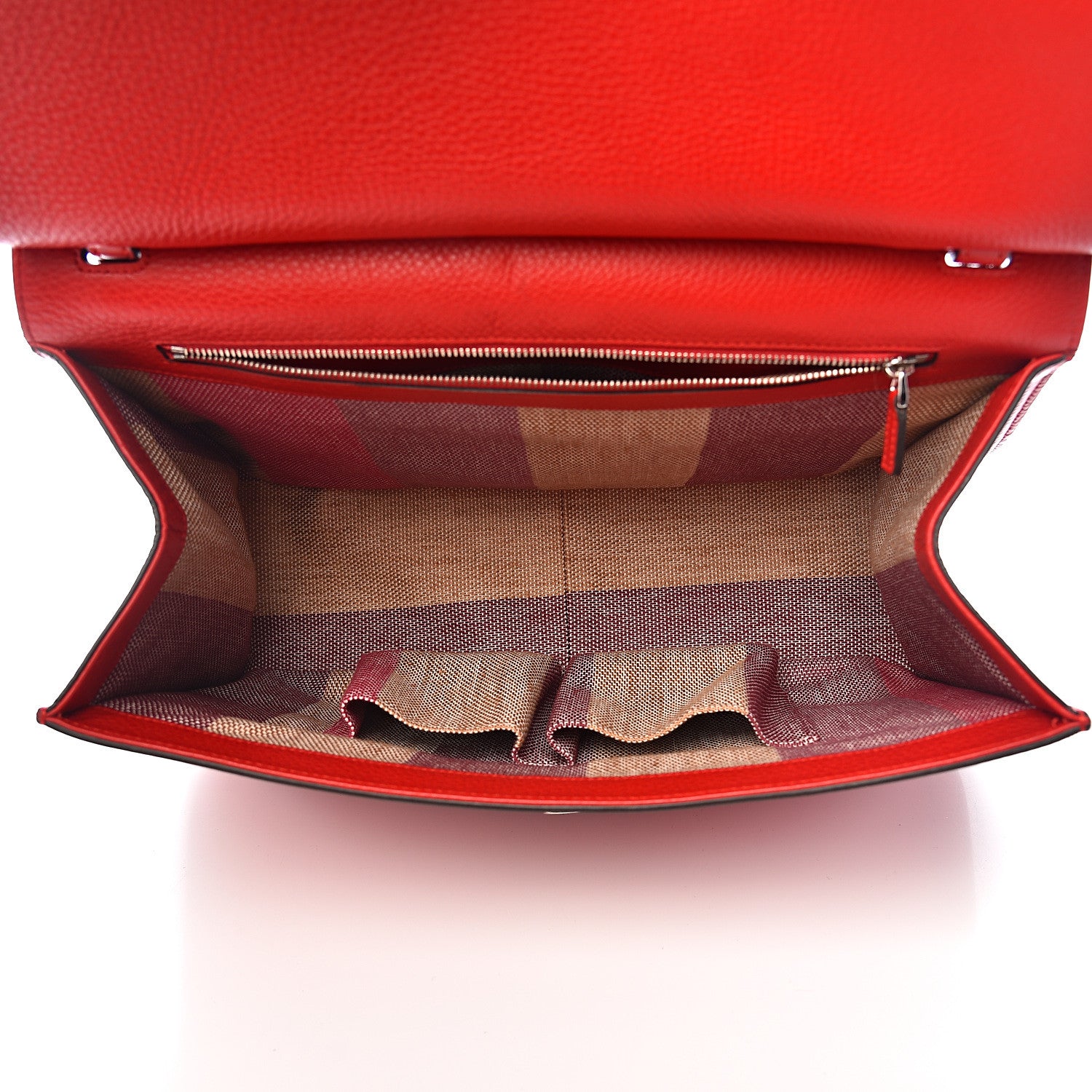 Gucci Pebbled Calfskin Bamboo Daily Flap Shoulder Bag Red 4 of 9