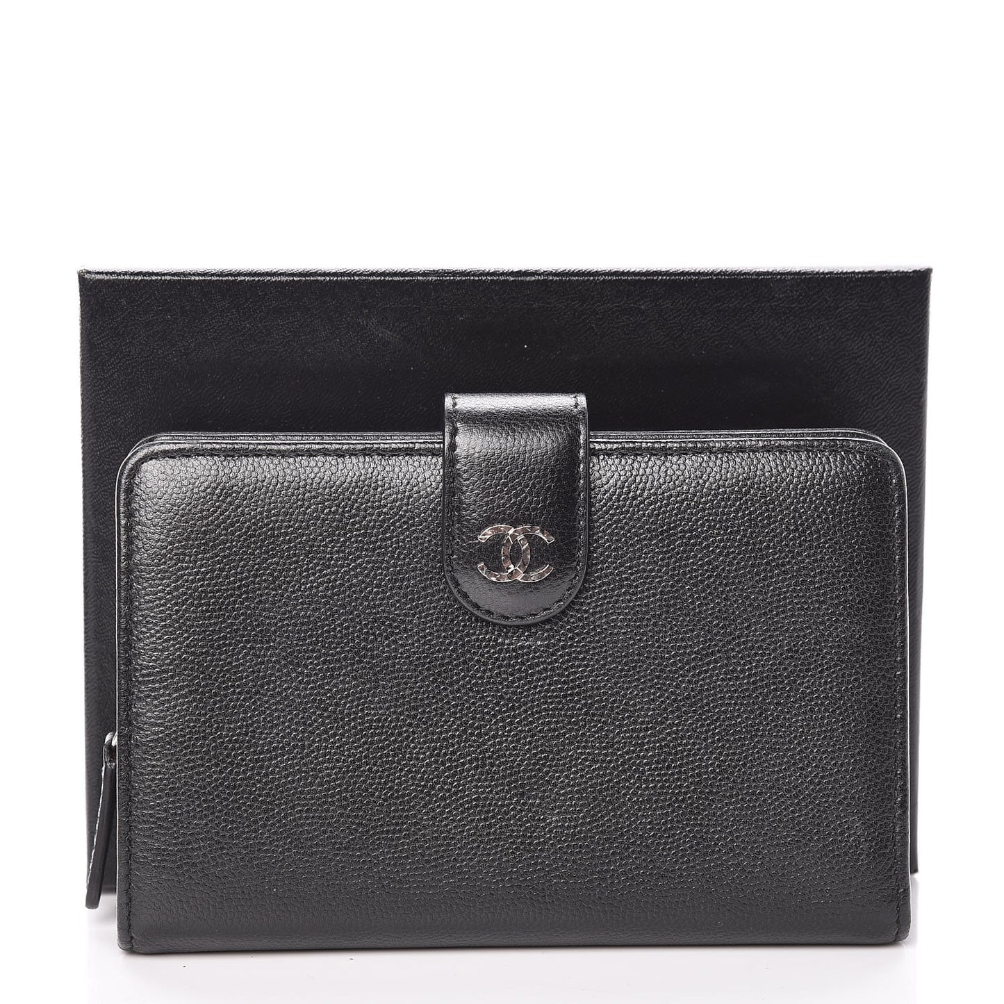 Caviar Sevruga Large Zip Pocket Wallet Black