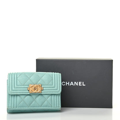 Chanel Caviar Quilted Small Boy Flap Wallet Light Blue 9 of 9