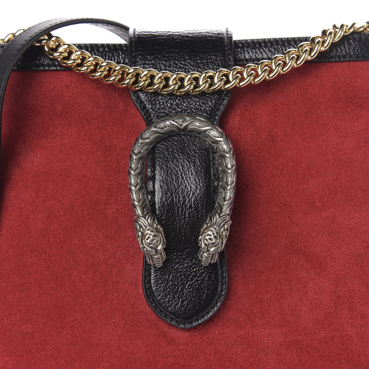 Suede Patent Medium Dionysus Bucket Bag Red