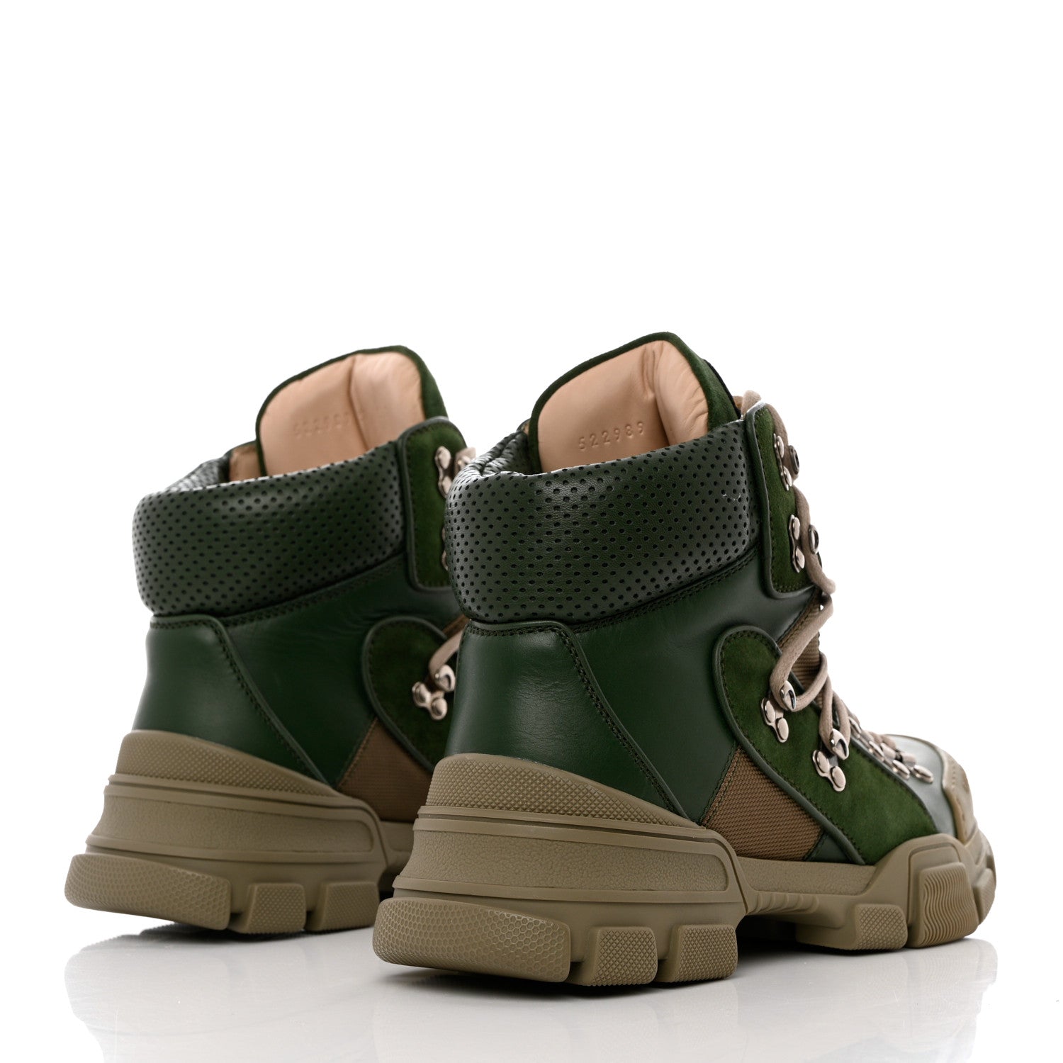 Gucci X SEGA Calfskin Suede Technical Canvas Womens Flashtrek High-Top Sneakers 39.5 Olive Green Ardesia 4 of 13