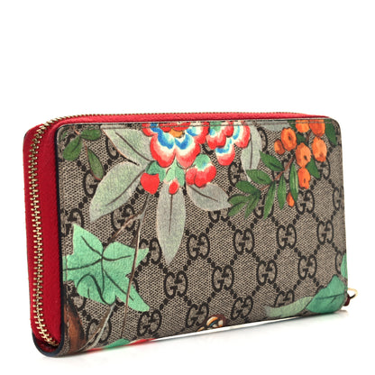 Gucci GG Supreme Monogram Tian Zip Around Wallet Beige Multicolor Red 3 of 7
