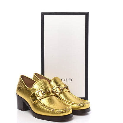 Gucci Metallic Malaga Kid Horsebit Loafer Pumps 35.5 Gold 9 of 9