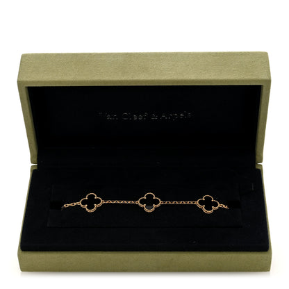 Van Cleef & Arpels 18K Yellow Gold Black Onyx 5 Motifs Vintage Alhambra Bracelet 4 of 4