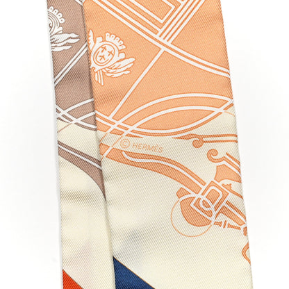 Hermes Silk Ex-Libris Twilly Creme Orange Beige 3 of 5