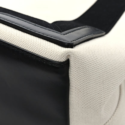 Balenciaga Cotton Canvas Satin Calfskin S Navy Cabas Natural Black 12 of 12