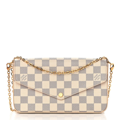 Louis Vuitton Damier Azur Pochette Felicie Chain Wallet Rose Ballerine 3 of 18