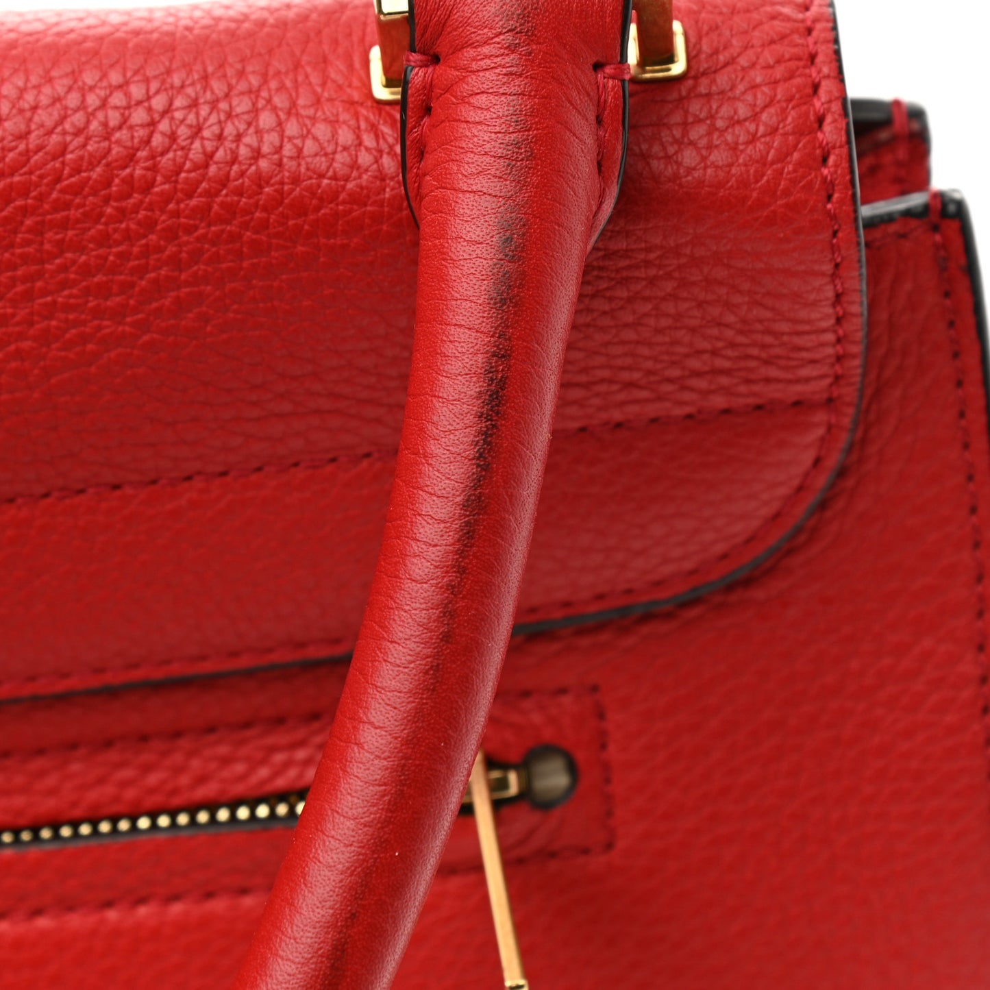 Drummed Calfskin Suede Large Trapeze Coquelicot