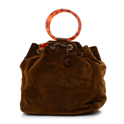 Chanel Suede Tortoise CC Drawstring Tote Brown 1 of 12