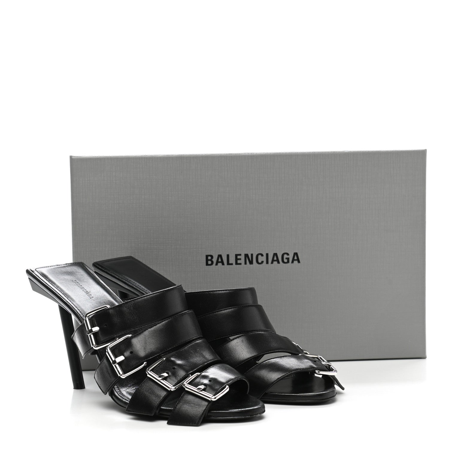Balenciaga Shiny Sheepskin Bluckle K 80mm Sandals 41 Black 10 of 10
