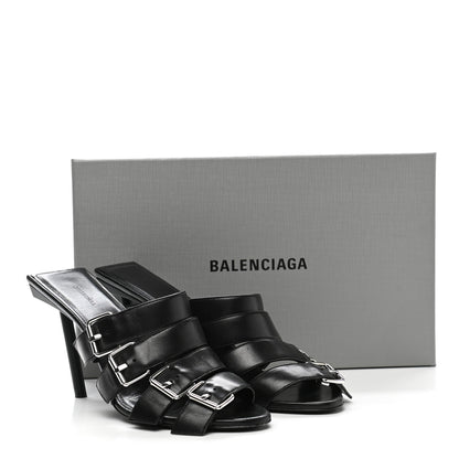 Balenciaga Shiny Sheepskin Bluckle K 80mm Sandals 41 Black 10 of 10