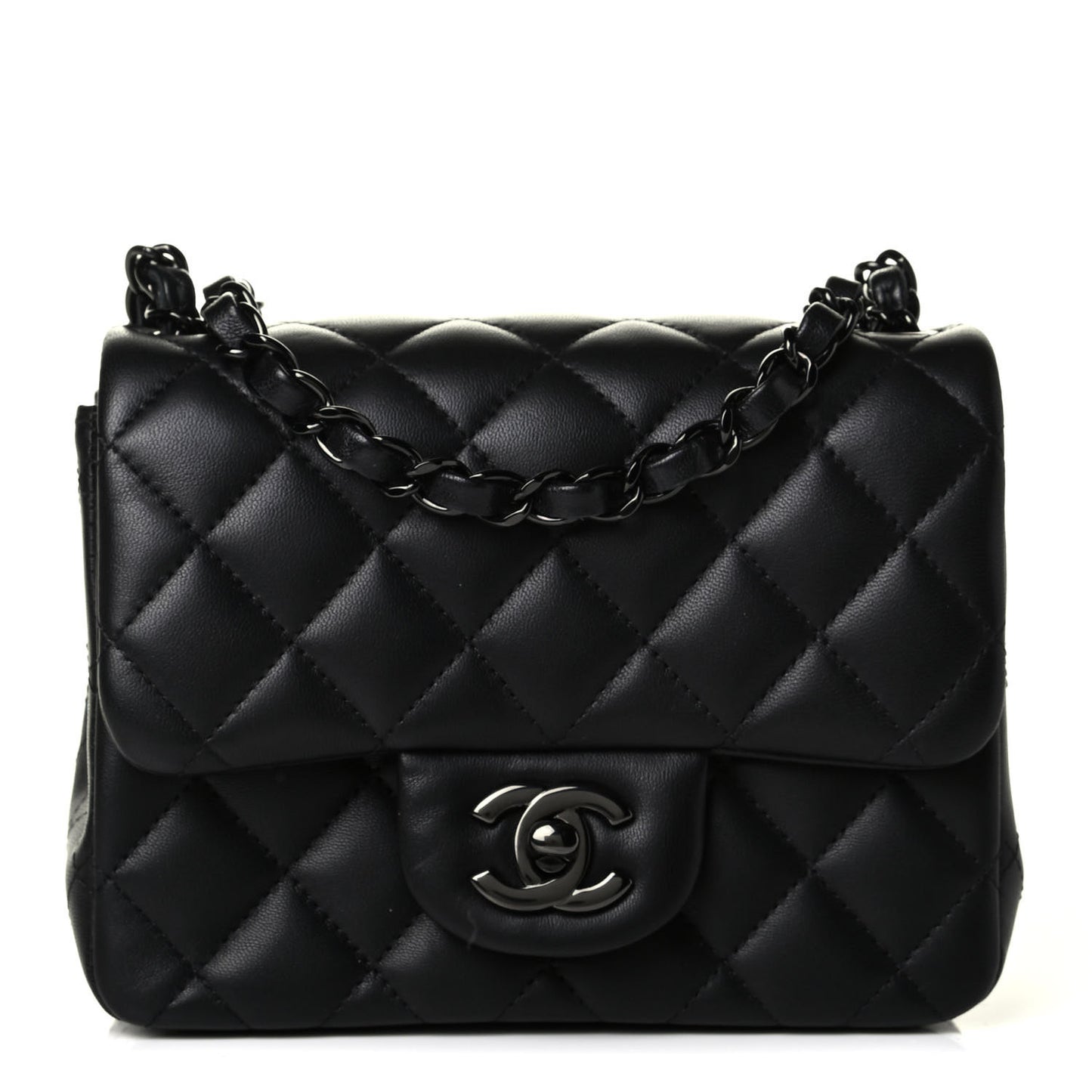 Lambskin Quilted Mini Square Flap So Black
