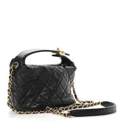 Chanel Lambskin Quilted Small Perfect Meeting Hobo Black 3 of 10