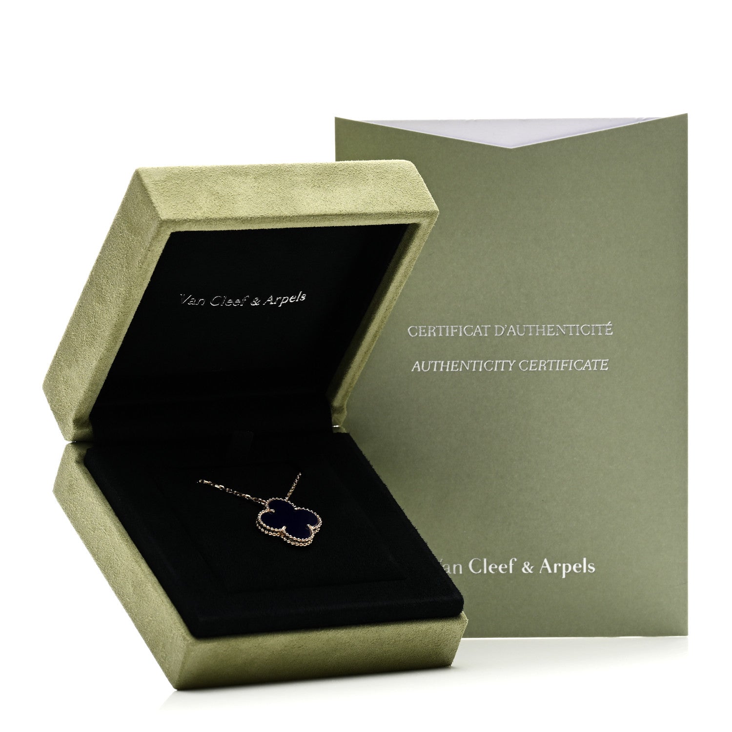 Van Cleef & Arpels 18K Yellow Gold Blue Sevres Porcelain Magic Alhambra Vendome Necklace 5 of 5