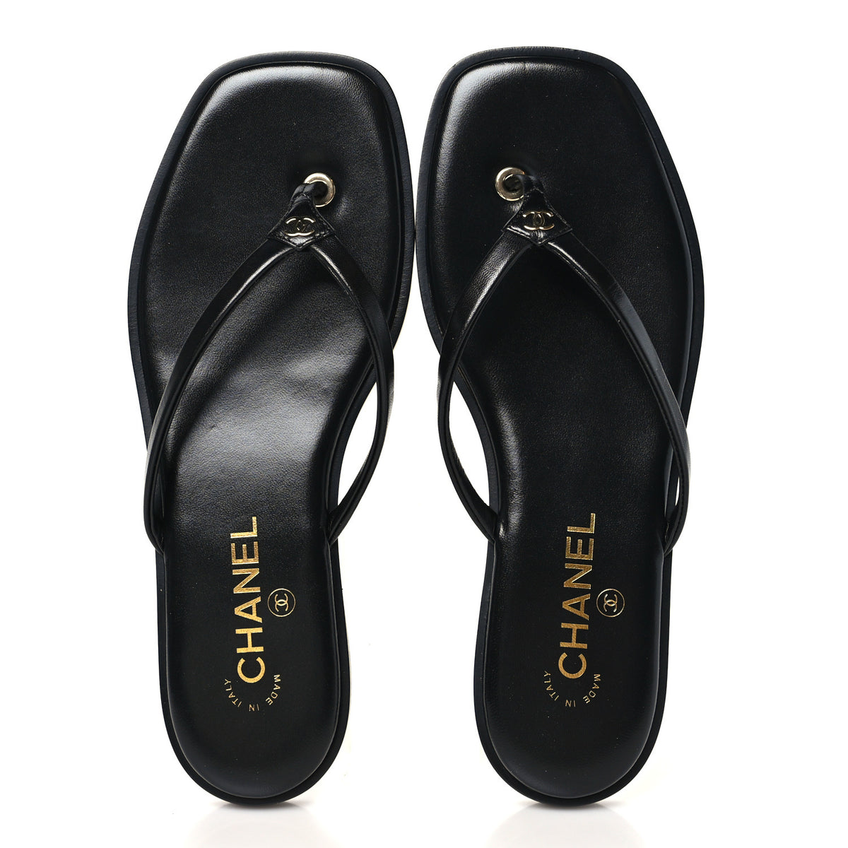 Goatskin CC Times Square Thong Sandals 39 Black
