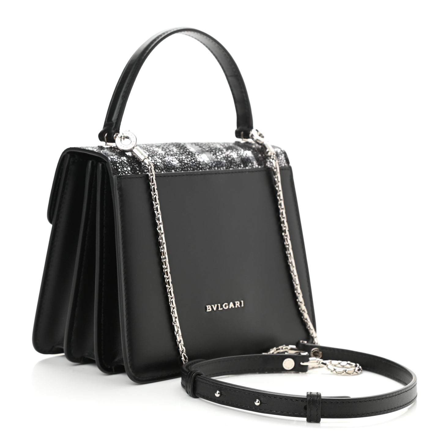 Calfskin Galuchat Serpenti Forever Crossbody Black