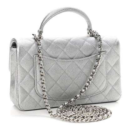 Chanel Metallic Caviar Quilted Mini Top Handle Rectangular Flap Silver 3 of 11