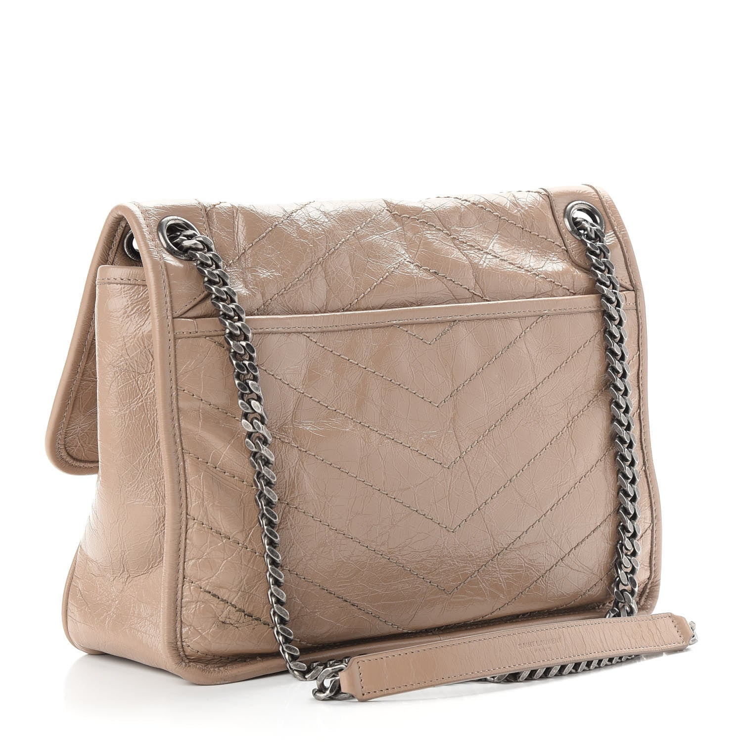 Saint Laurent Crinkled Calfskin Matelasse Monogram Medium Niki Chain Satchel Light Natural 3 of 8