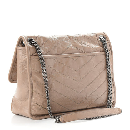 Saint Laurent Crinkled Calfskin Matelasse Monogram Medium Niki Chain Satchel Light Natural 3 of 8