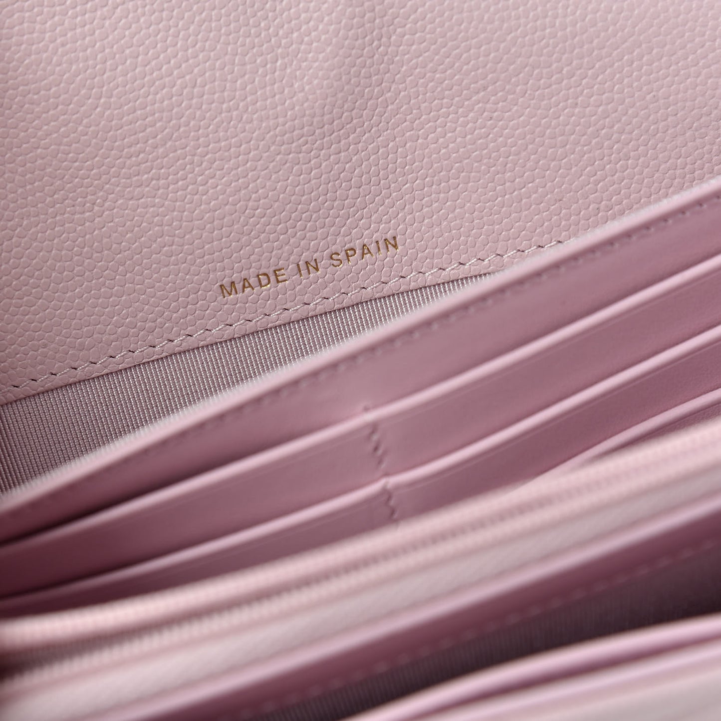 Caviar Quilted Large Gusset Flap Wallet Light Pink