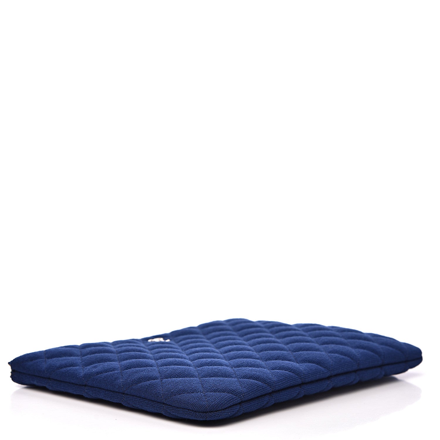 Chanel Jersey Quilted Medium Cosmetic Case Blue 3 of 8