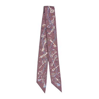 Hermes Silk Les Cles A Pois Twilly Marron Glace Gris 2 of 4
