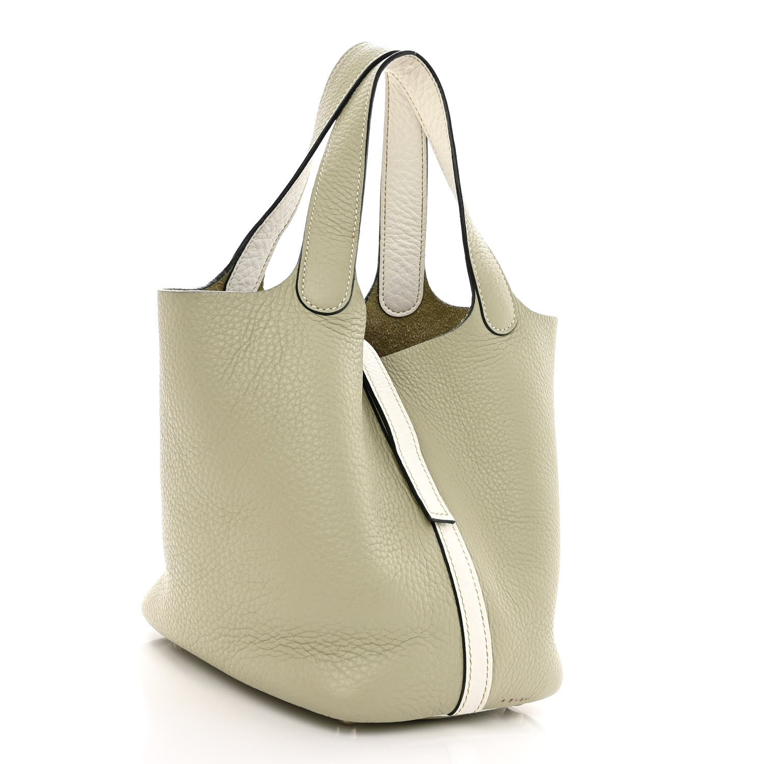 Hermes Taurillon Clemence Bi-Color Picotin 18 PM Sauge Craie 3 of 11