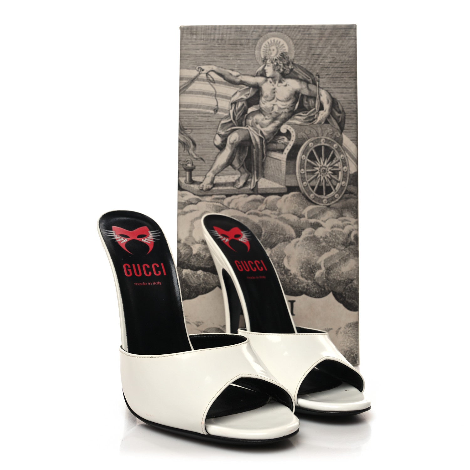 Gucci Polished Calfskin Scarlet High Heel Slide Sandals 39 Great White 11 of 11