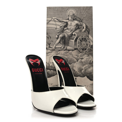 Gucci Polished Calfskin Scarlet High Heel Slide Sandals 39 Great White 11 of 11