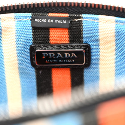 Prada Canvas Baiadera Stripe Wristlet Pouch Arancio 6 of 11
