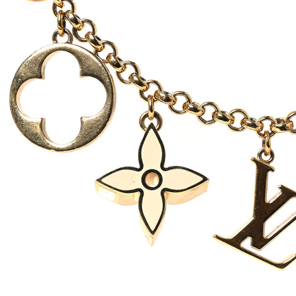 Louis Vuitton Brass Enamel Fleur De Monogram Bag Charm Chain Gold 5 of 5
