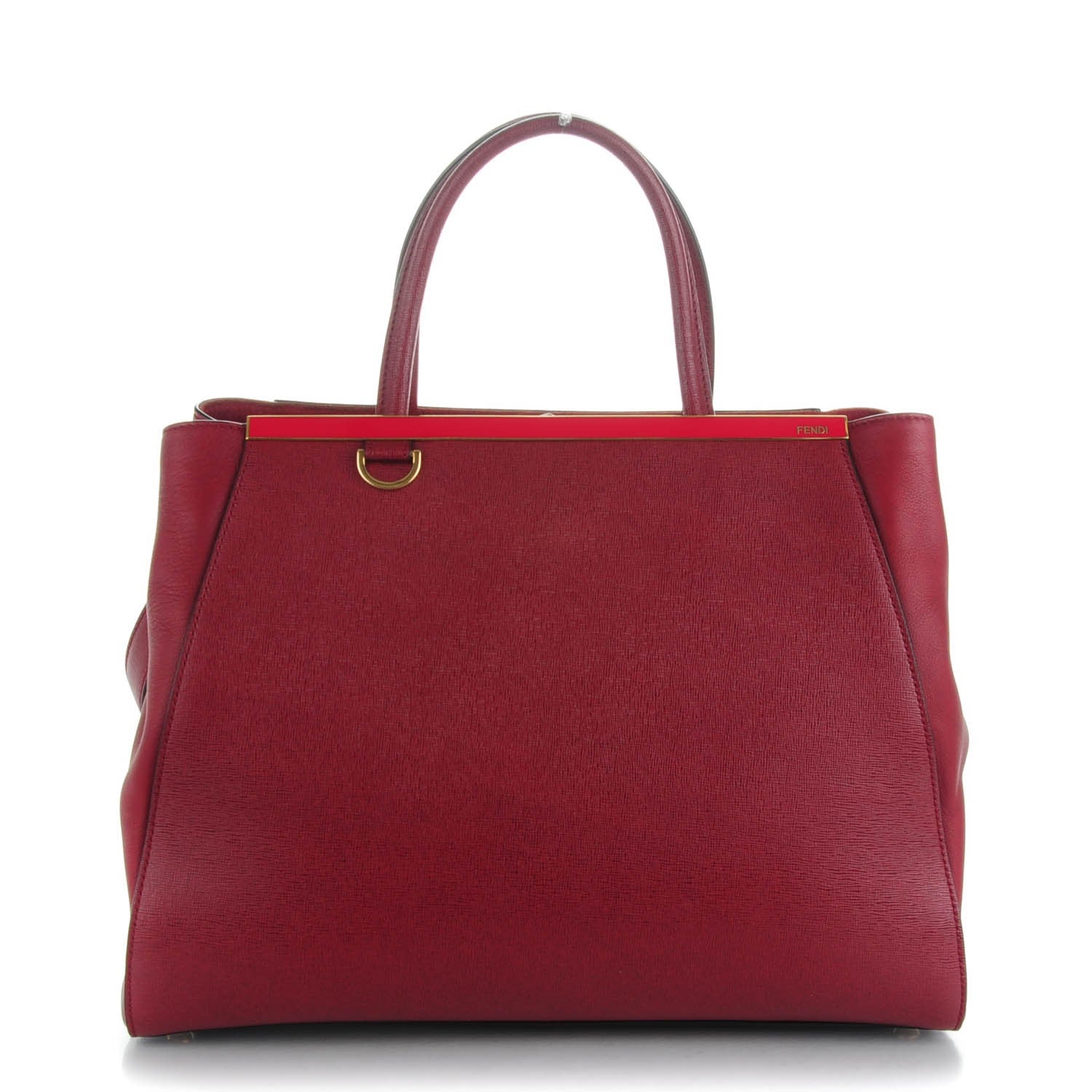 Fendi Vitello Elite Regular 2Jours Tote Rosso Scuro Ciliegia 1 of 7