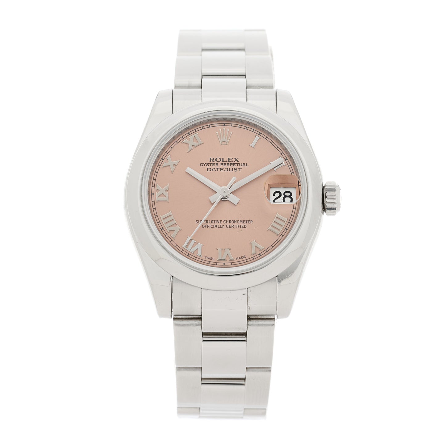 Stainless Steel 31mm Oyster Perpetual Datejust Watch Pink Roman 178240