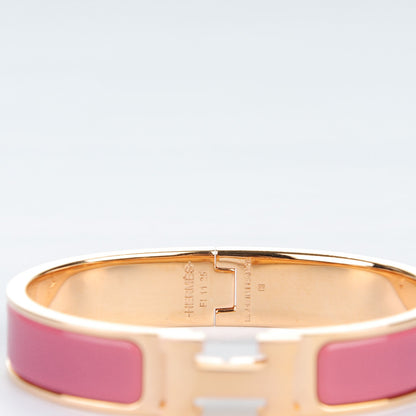Hermes Enamel Narrow Clic Clac H Bracelet PM Rose Velours 4 of 4