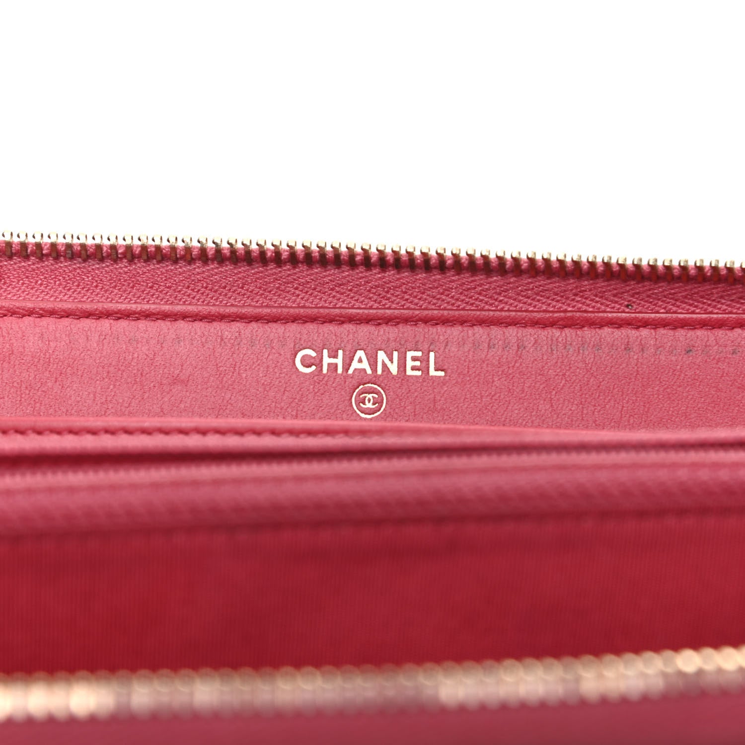 Chanel Grained Calfskin Quilted Label Zip Around Wallet Pink 6 of 9
