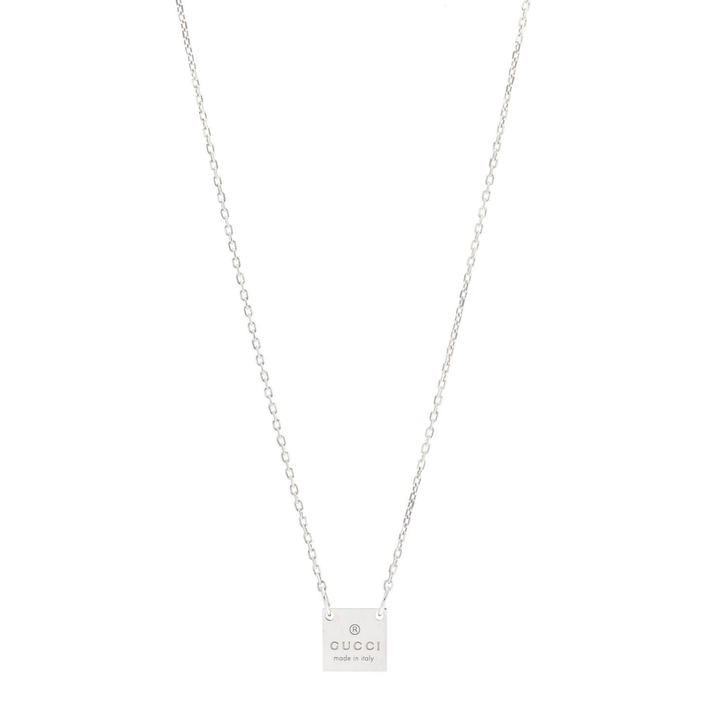 Sterling Silver Logo Square Tag Necklace