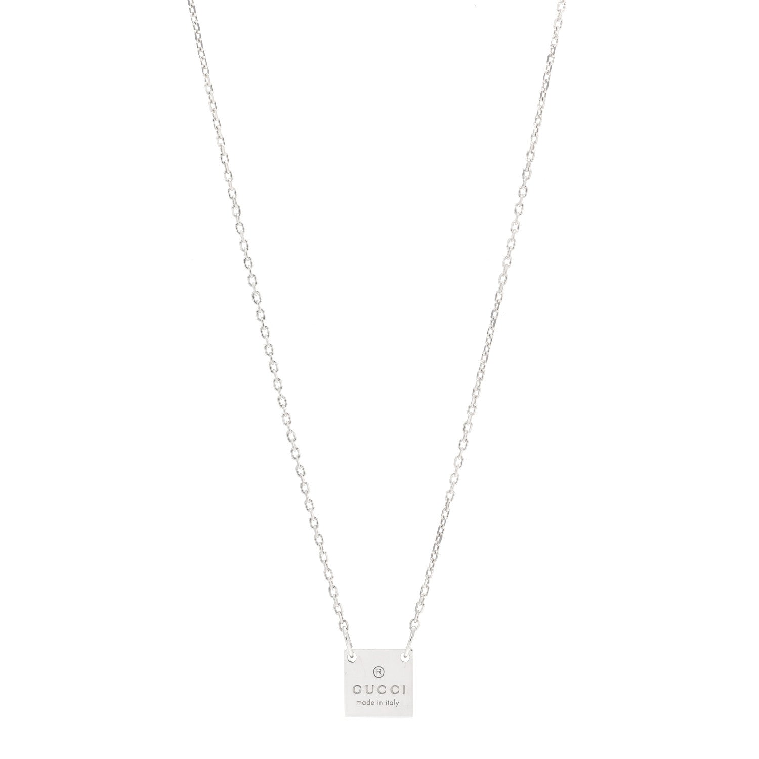 Gucci Sterling Silver Logo Square Tag Necklace 1 of 5
