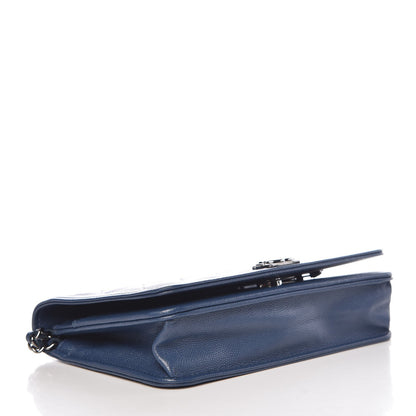 Chanel Caviar Quilted Boy Wallet On Chain WOC Blue 4 of 9