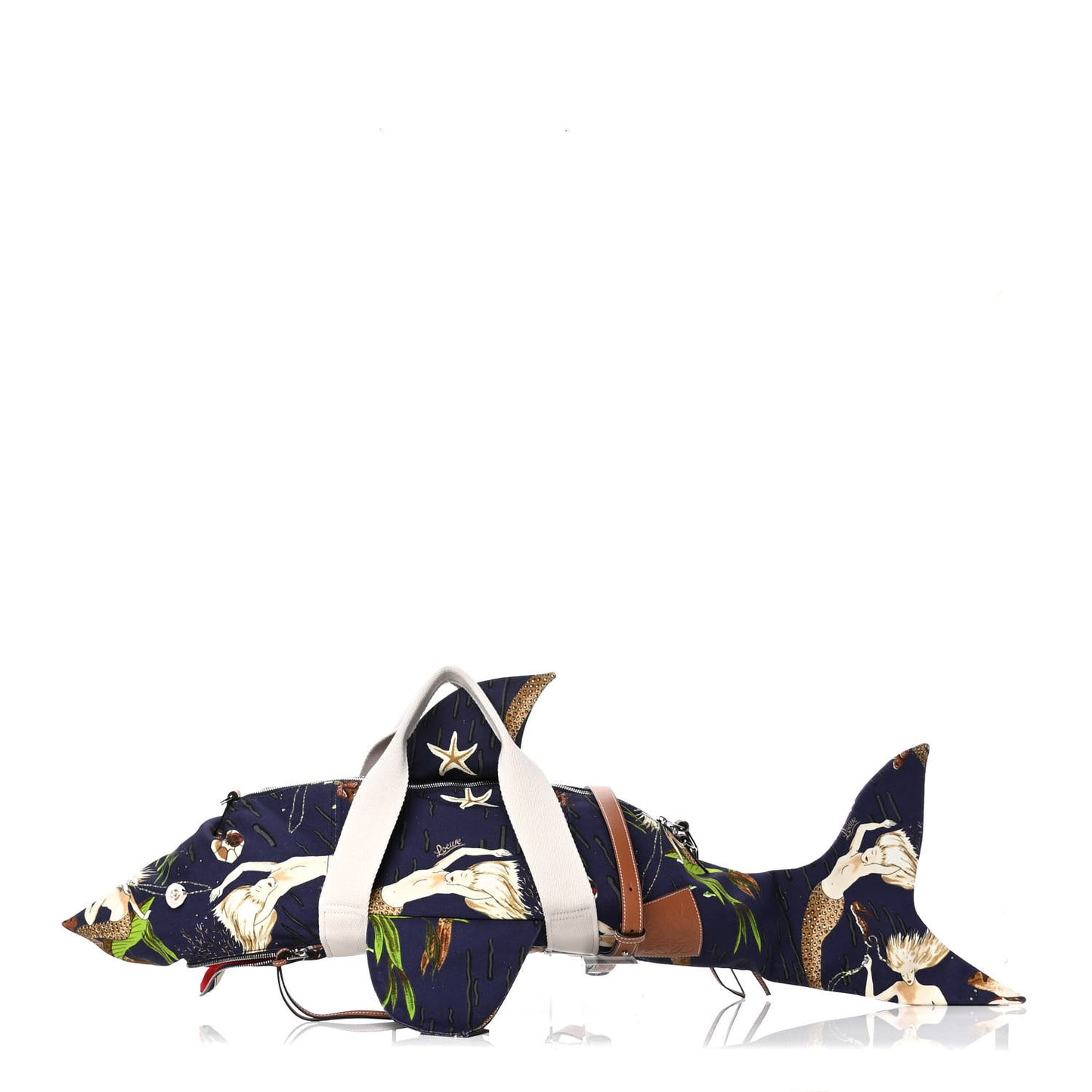 Canvas Calfskin Mermaid Print Paulas Ibiza Shark Holdall Navy Multicolor