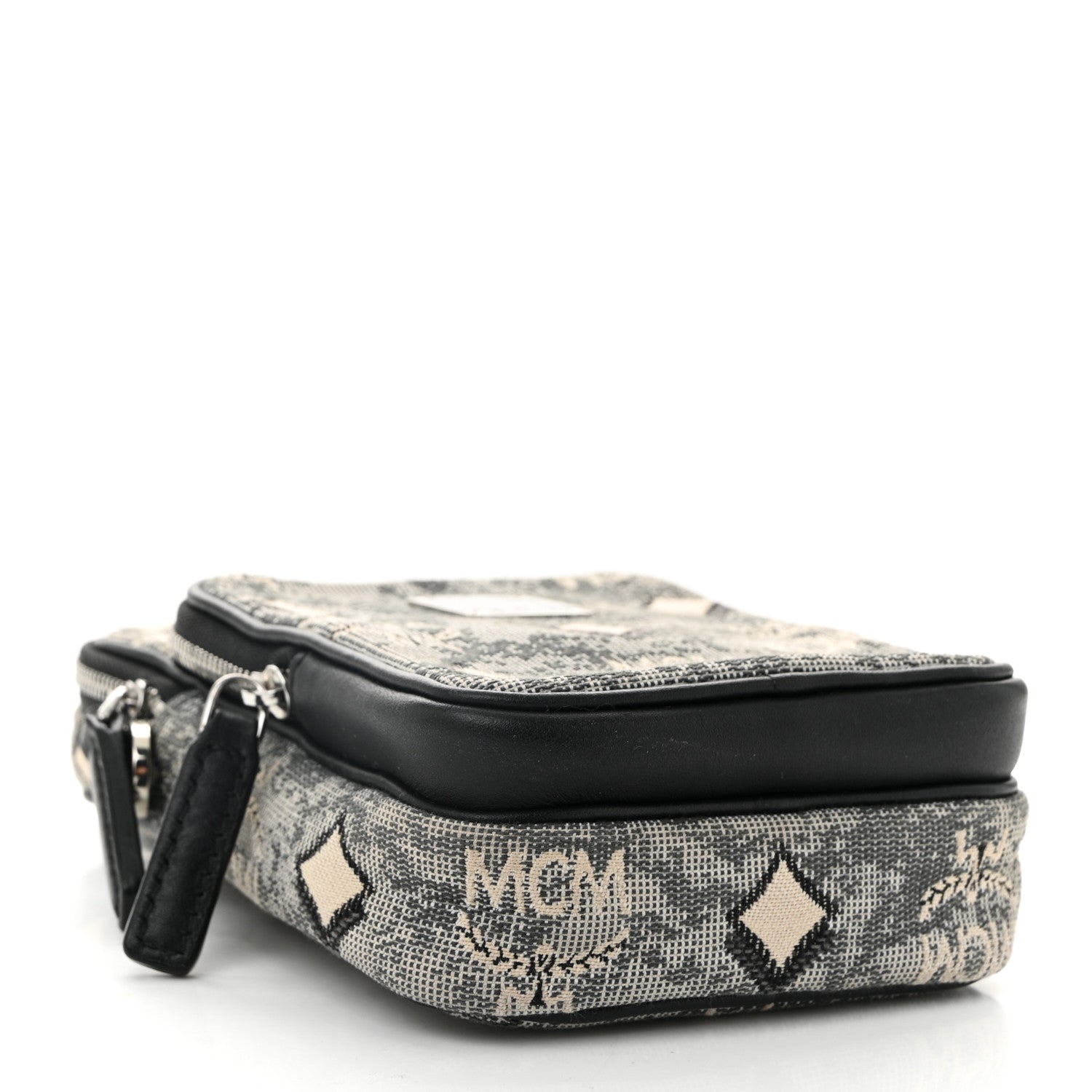 MCM Vintage Jacquard Monogram Crossbody Bag Grey 4 of 9