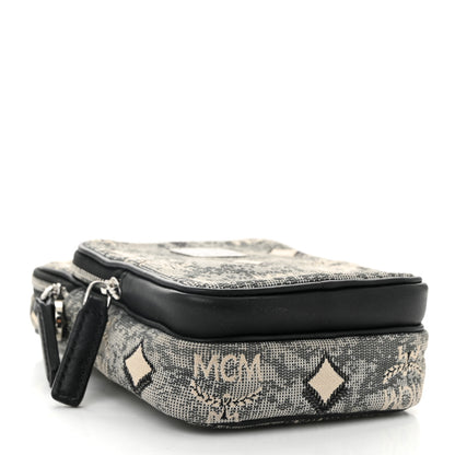 MCM Vintage Jacquard Monogram Crossbody Bag Grey 4 of 9