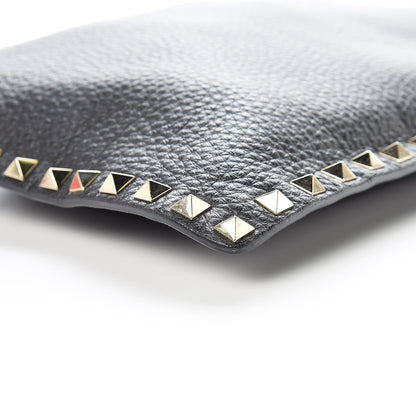 Valentino Garavani Pebbled Calfskin Large Rockstud Zip Pouch Black 5 of 12