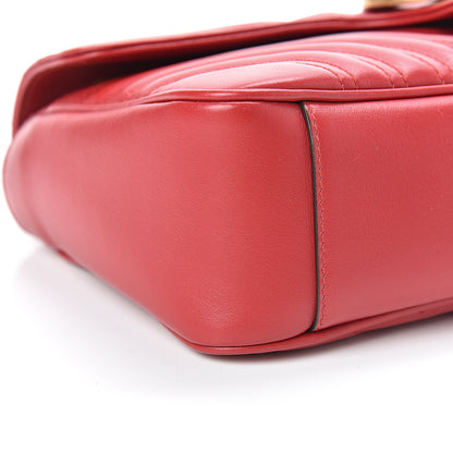 Gucci Calfskin Matelasse Small GG Marmont Shoulder Bag Hibiscus Red 9 of 10