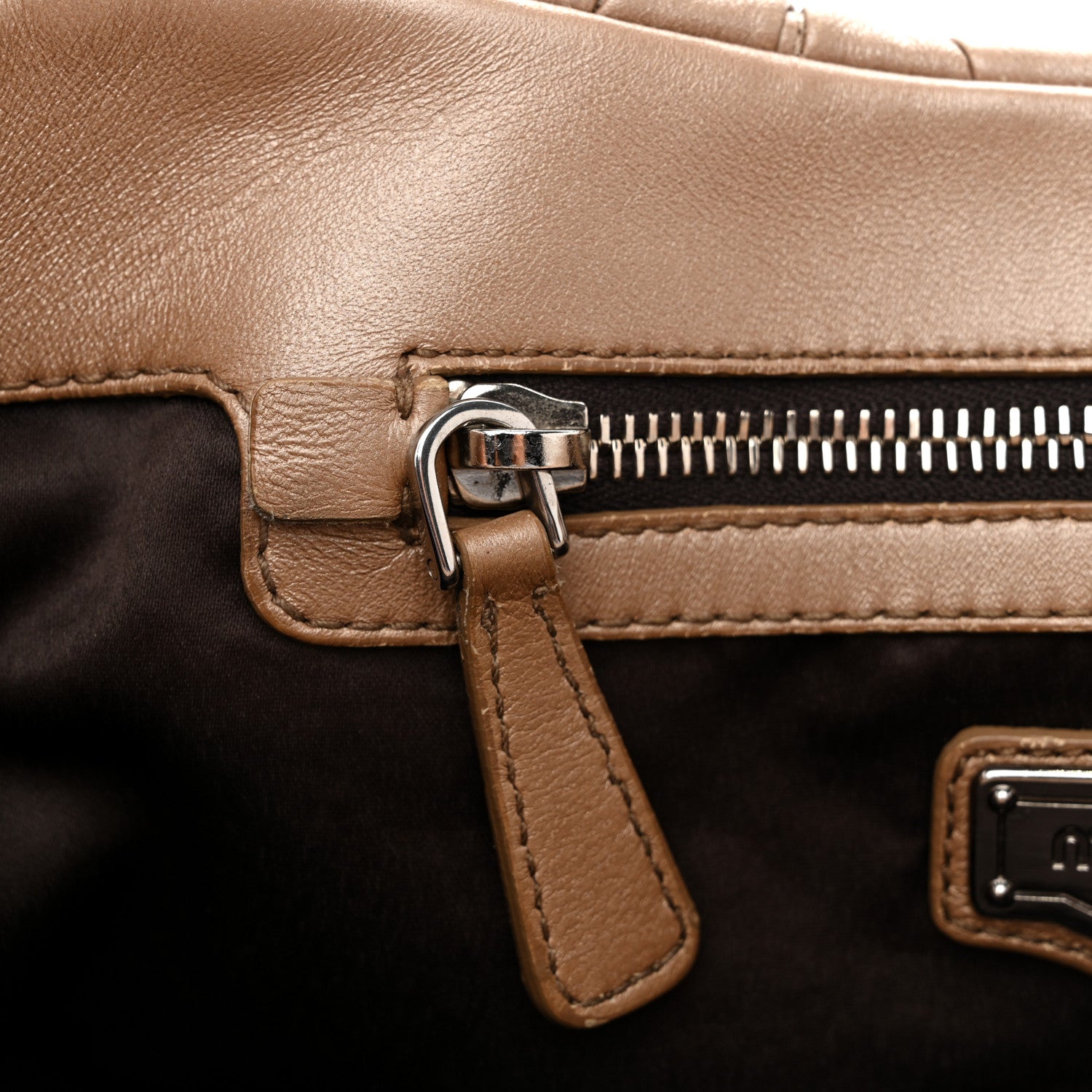 Miu Miu Metallic Nappa Matelasse Top Handle Satchel Cammeo 14 of 18